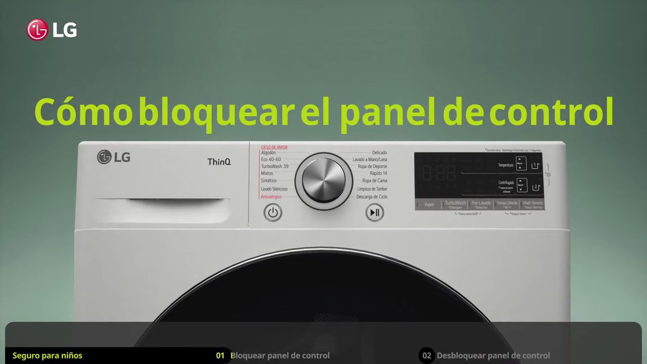 pantalla Sistema de bloqueo para niños en lavadora